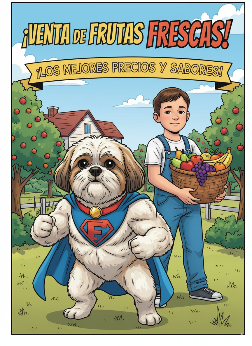 Mesa con frutas frescas del puesto Vito